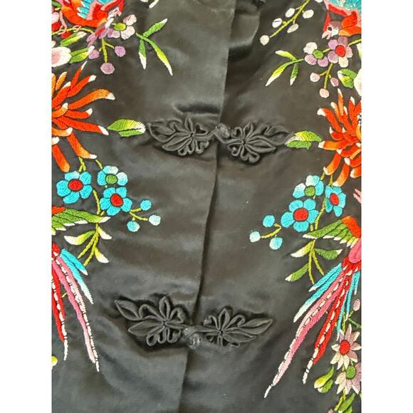Plum blossom spun rayon silk lined floral embroidered jacket size 38 - Picture 3 of 10